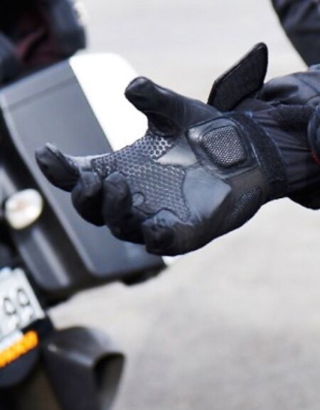 Rider's gloved hand