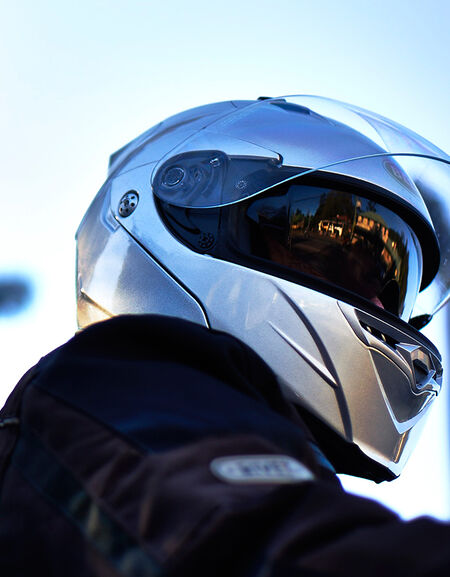 Helmeted rider